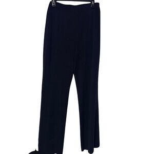 Exclusively Misook Navy Blue Knit Straight Leg Pants High Rise Womens Large